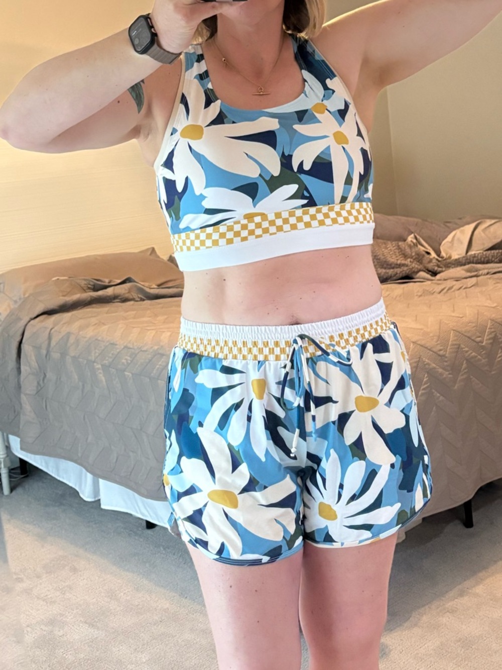 Floral Daisy Swimwear Set - Blue & Yellow